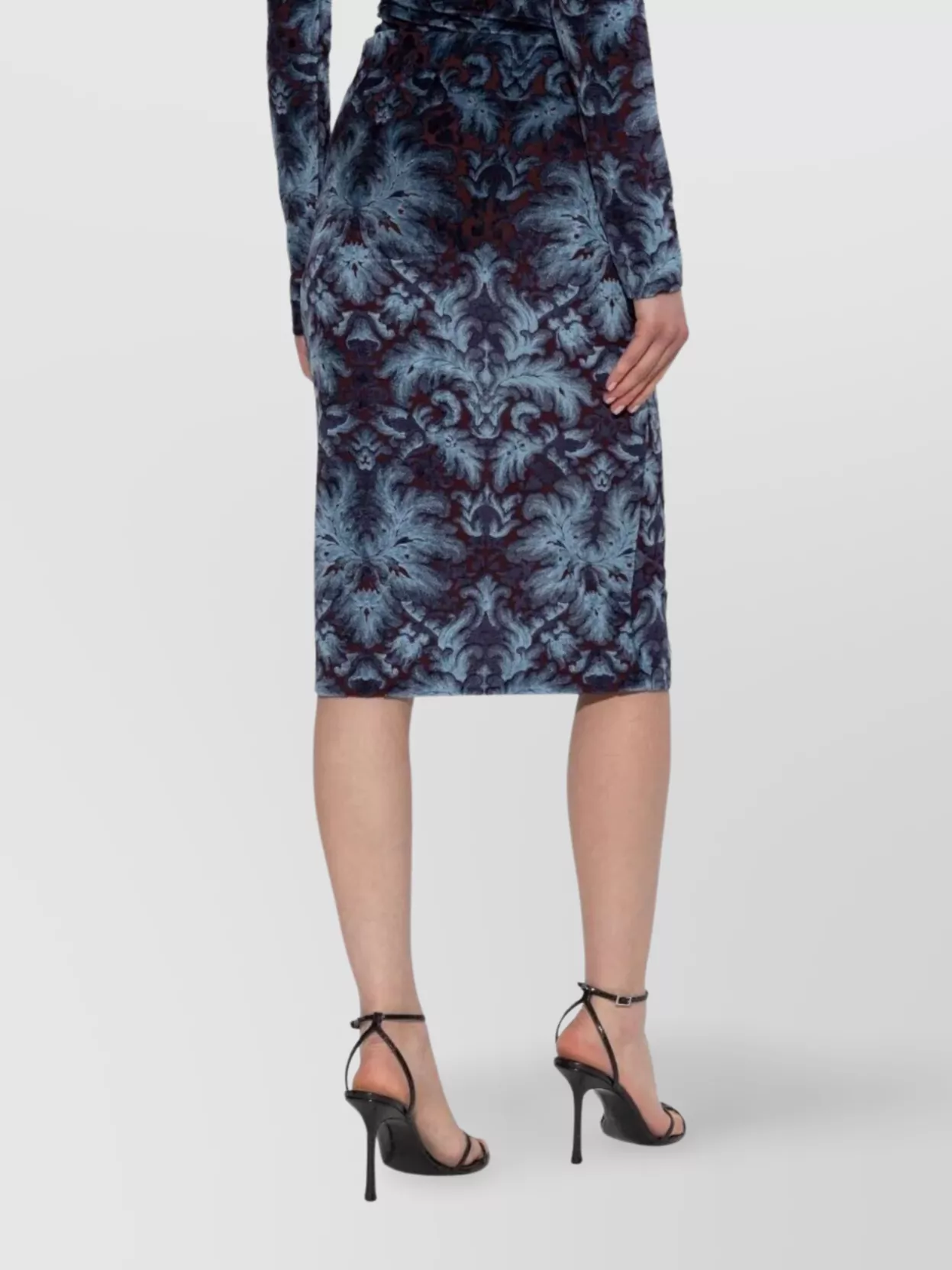 Etro Velvet Brocade Knee-Length Skirt With Back Slit