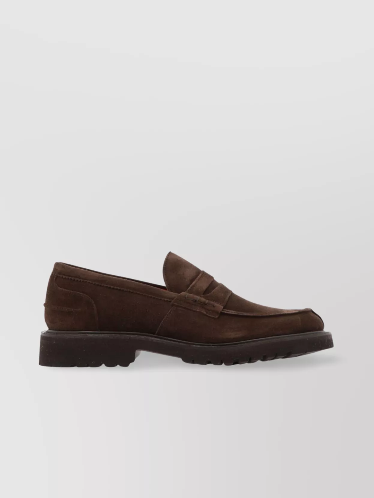 Tricker's Round Toe Suede Loafers With Rubber Sole In Silver
