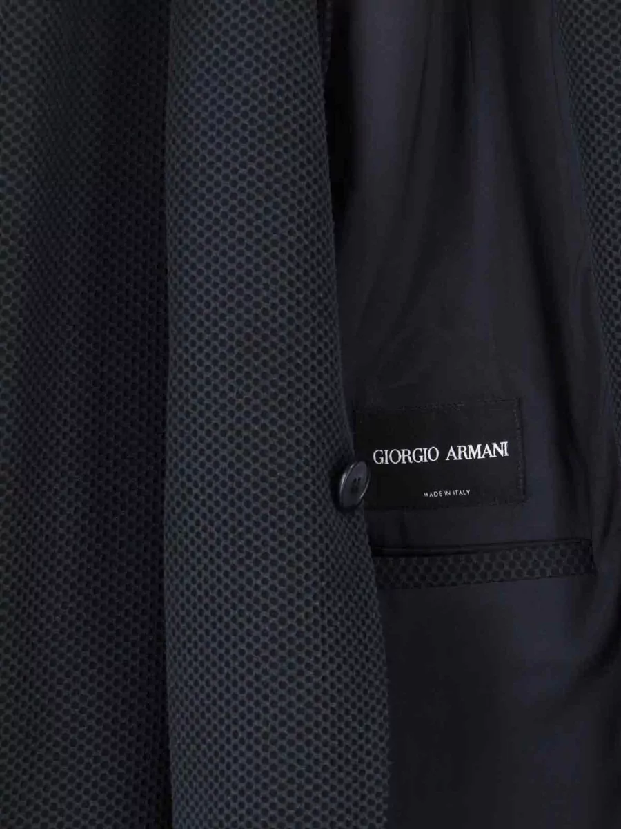 Giorgio Armani Single Breasted Blazer Textured Fabric Notch Lapel