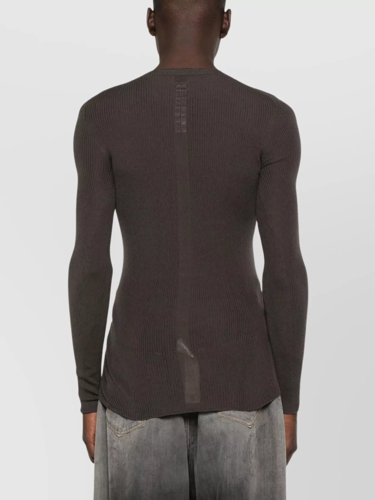 Rick Owens Round Neck Ribbed Slim Fit Sweater
