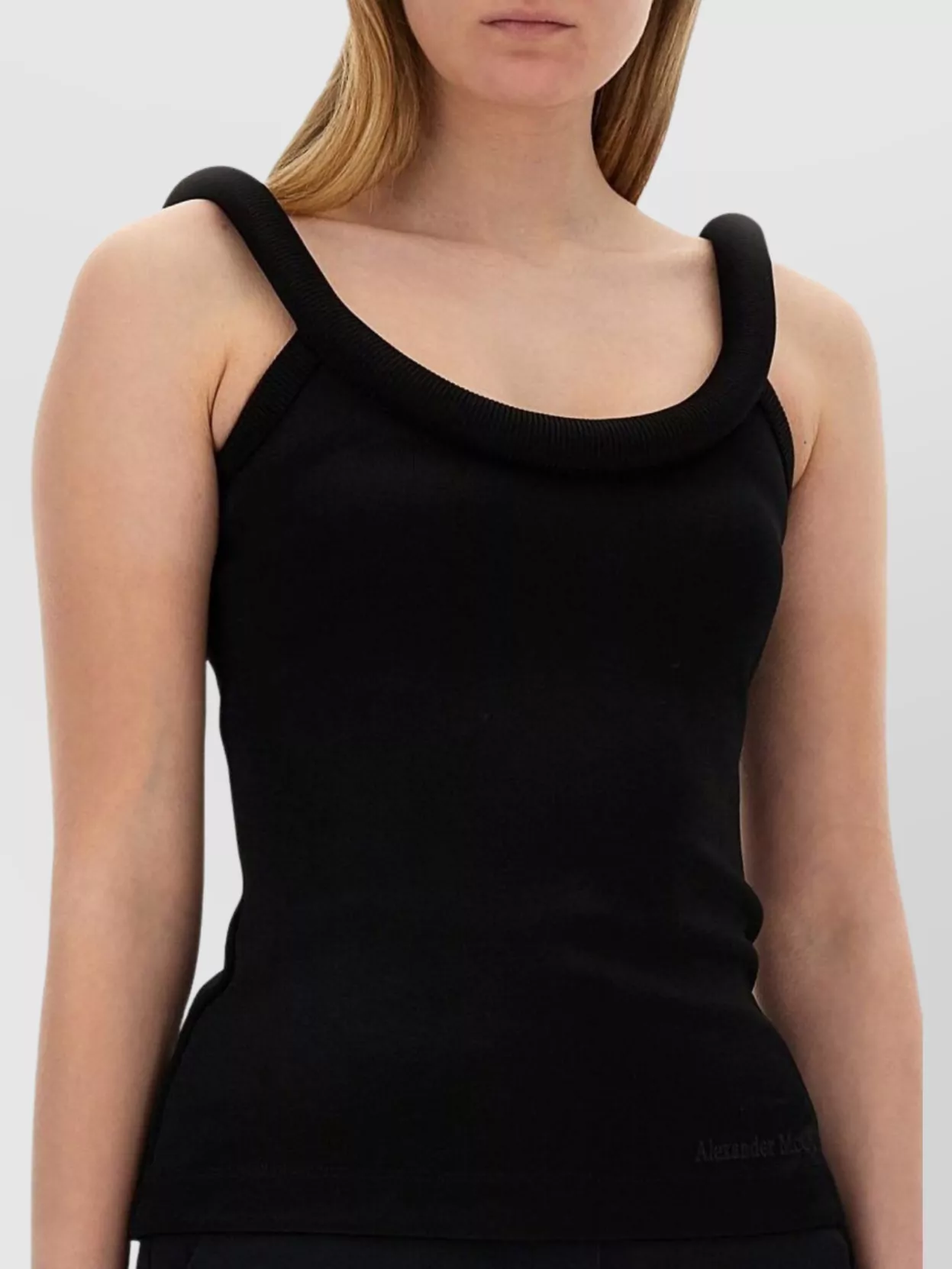 Alexander Mcqueen Logo Sleeveless Scoop Neck Ribbed Trim Tops