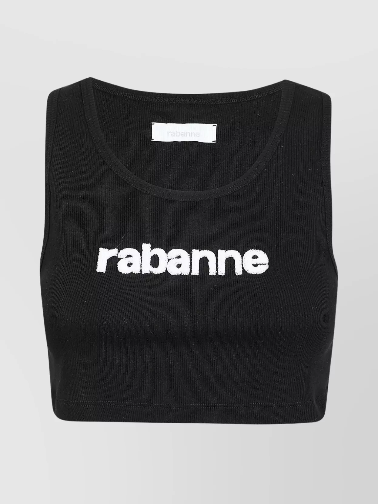 Shop Rabanne Ribbed Sleeveless Stretch Cropped Top