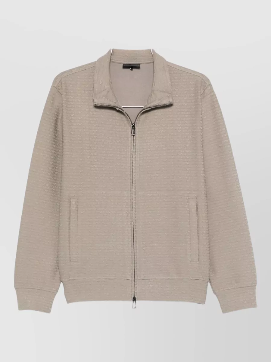 Emporio Armani Textured zip-up lightweight jacket