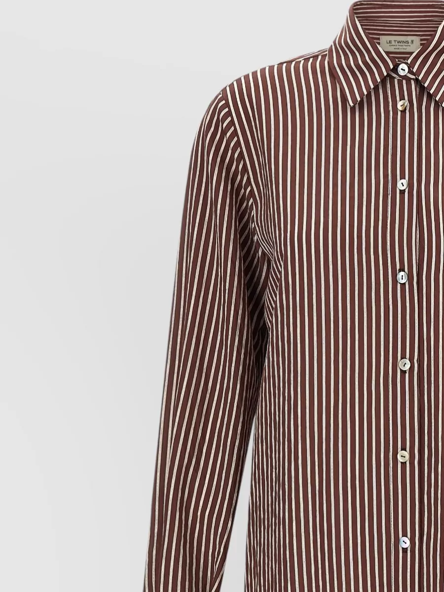 Le Twins Striped Cotton Poplin Midi Shirt Dress