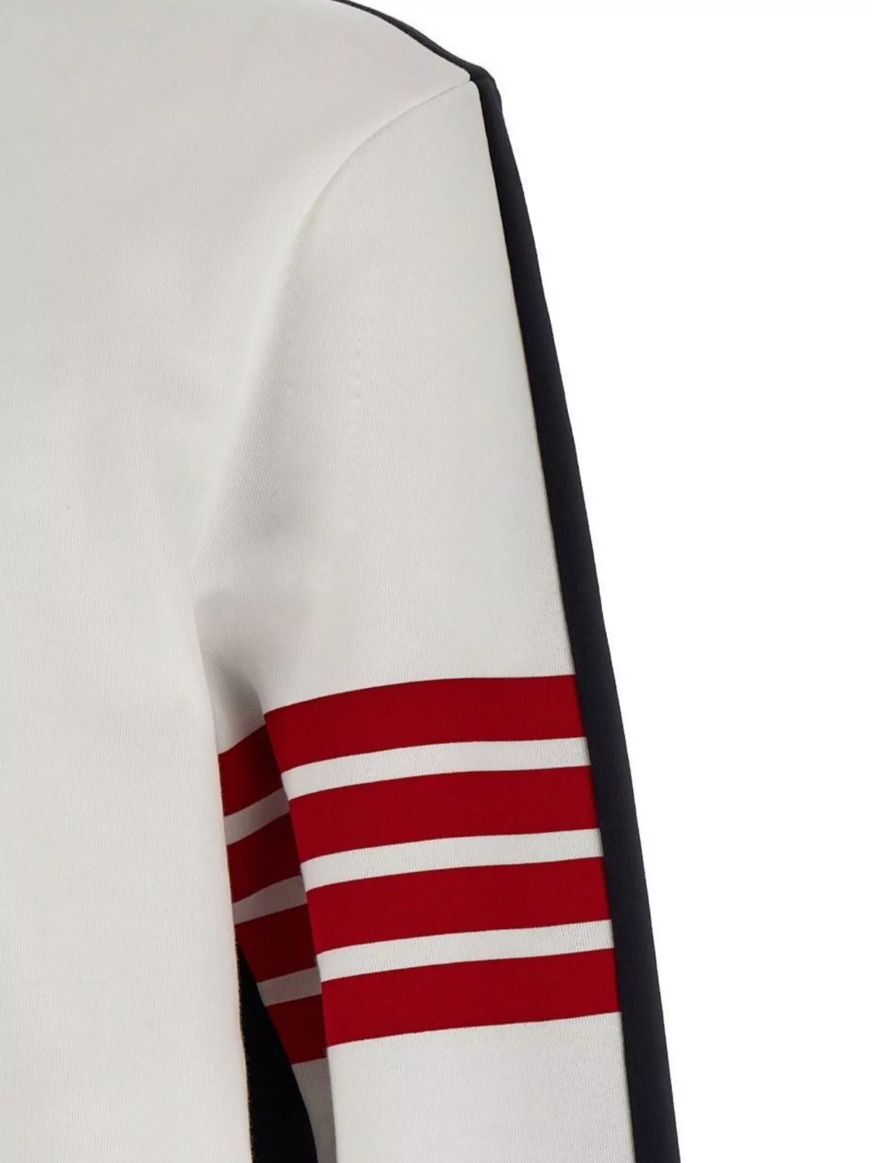Thom Browne Striped Sleeve Detail Sweatshirt With Contrast Panels In Grey