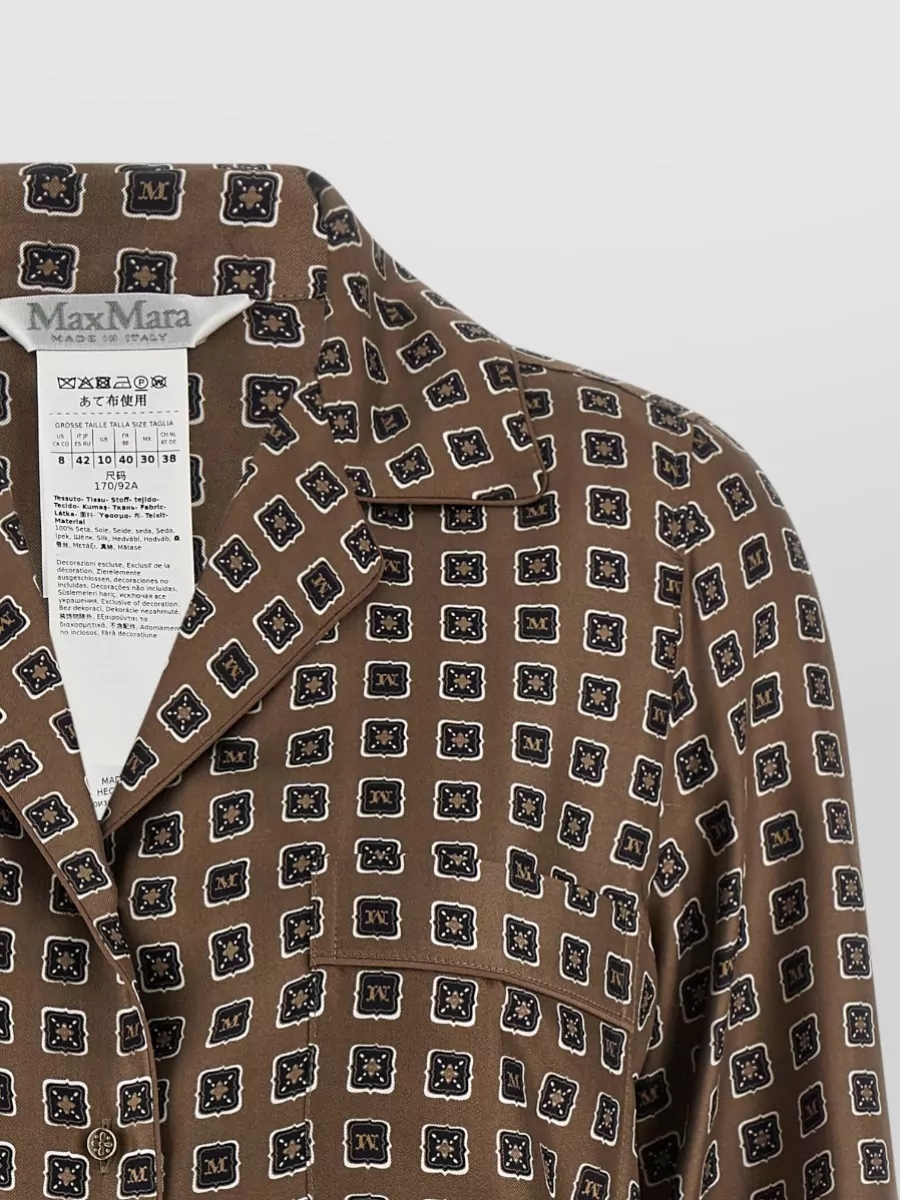 Max Mara Mxmdisco Long Sleeve Collared Printed Shirt