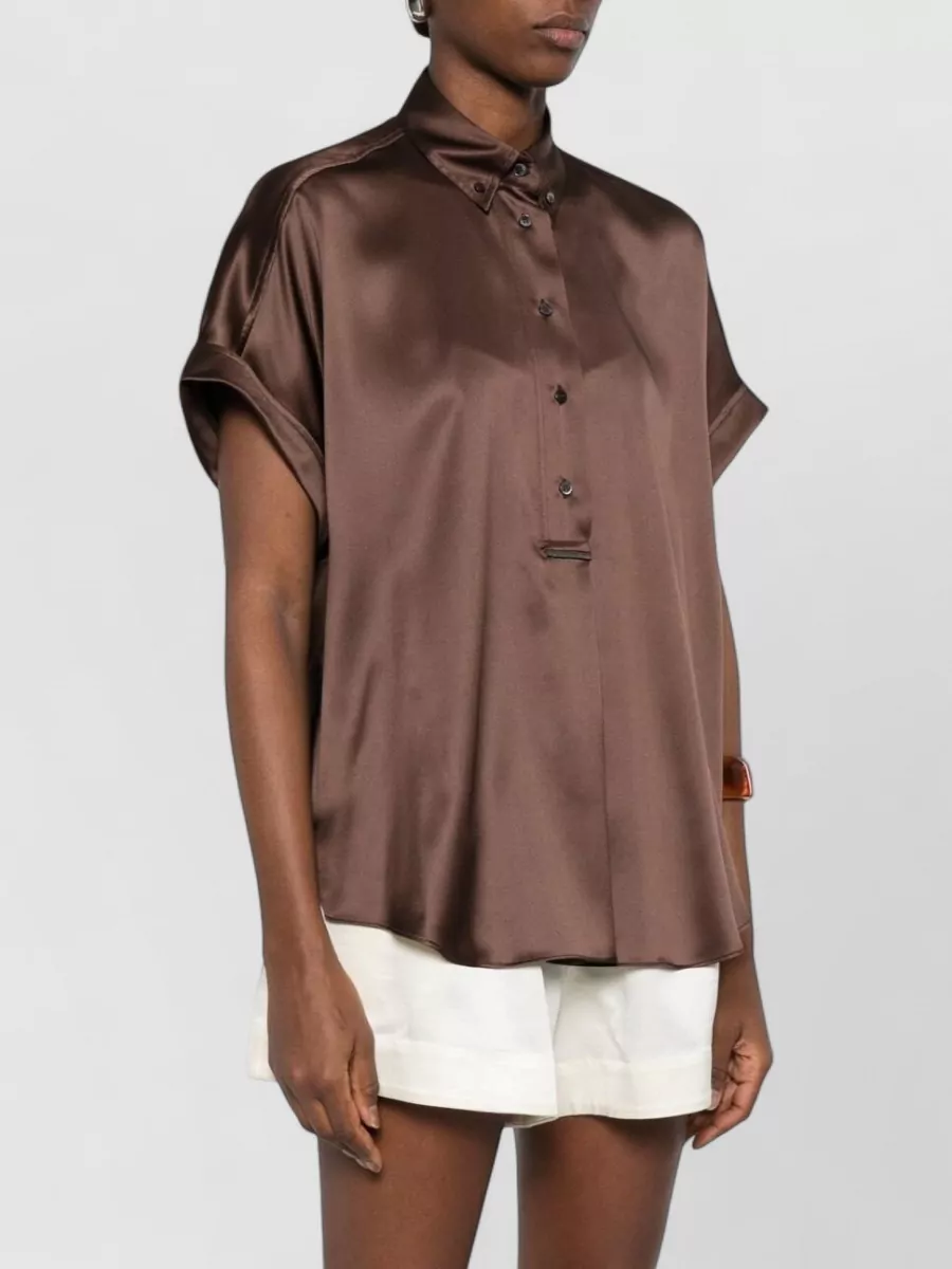 Brunello Cucinelli Silk Short-Sleeve Shirt