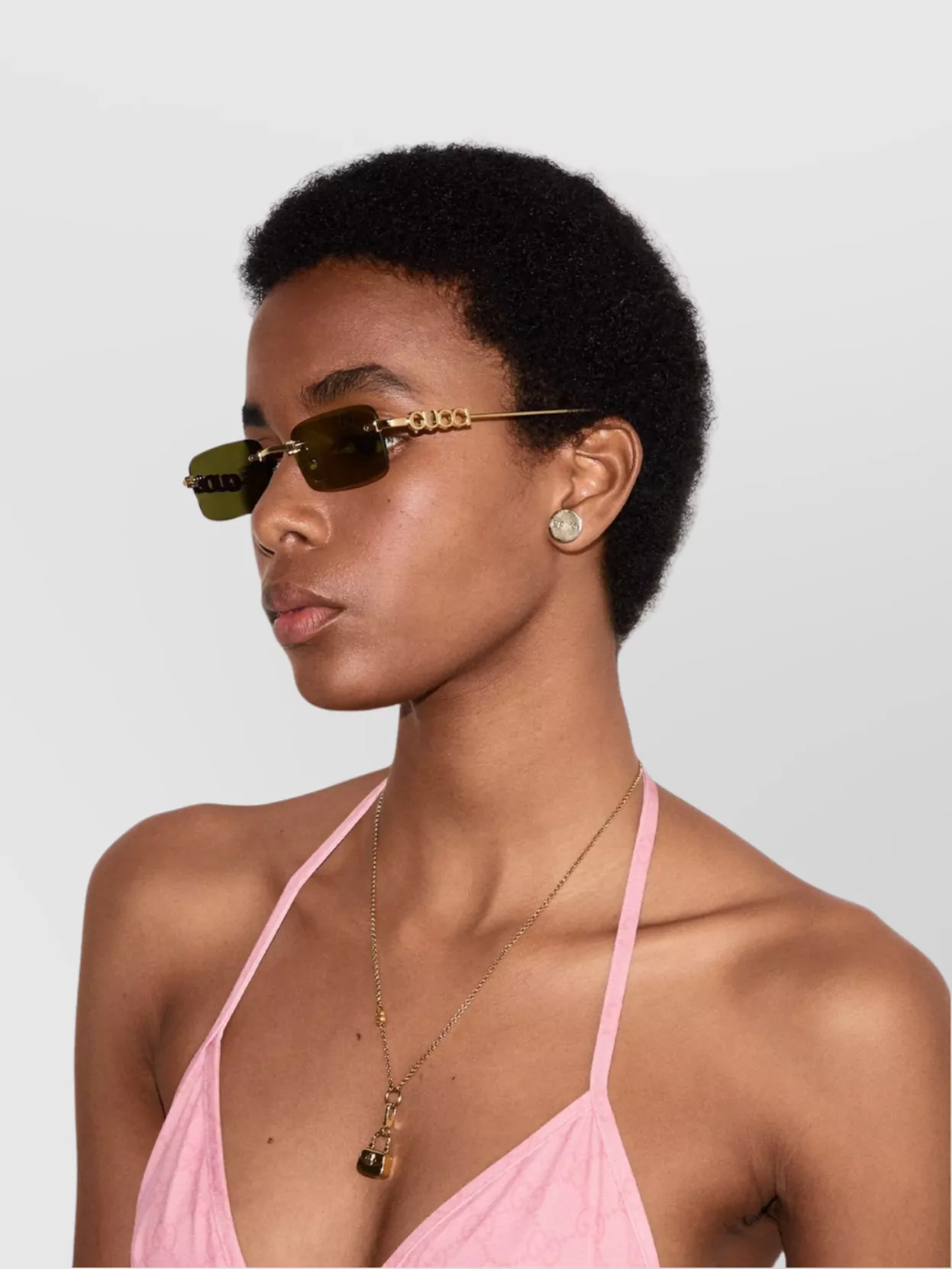 Gucci Metal Frame Rectangular Lens Sunglasses