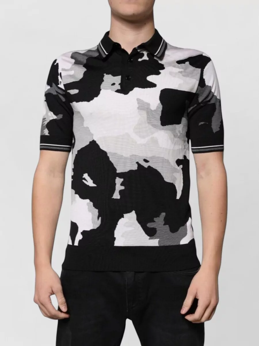 Dolce&Gabbana silk camouflage short-sleeve polo shirt
