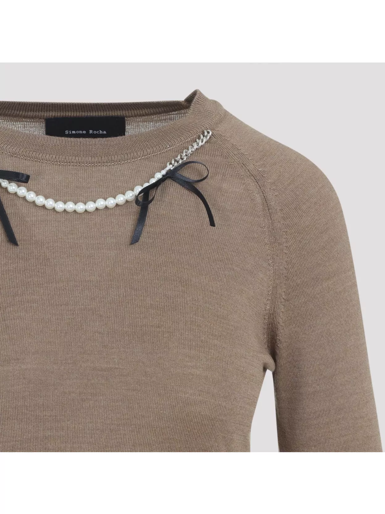 Simone Rocha Long Sleeve Jumper With Chain And Pearl