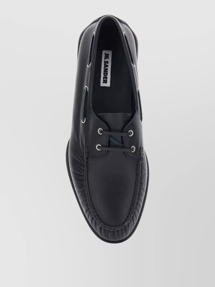 Jil Sander Loafers Round Toe Rubber Sole Eyelet Detailing