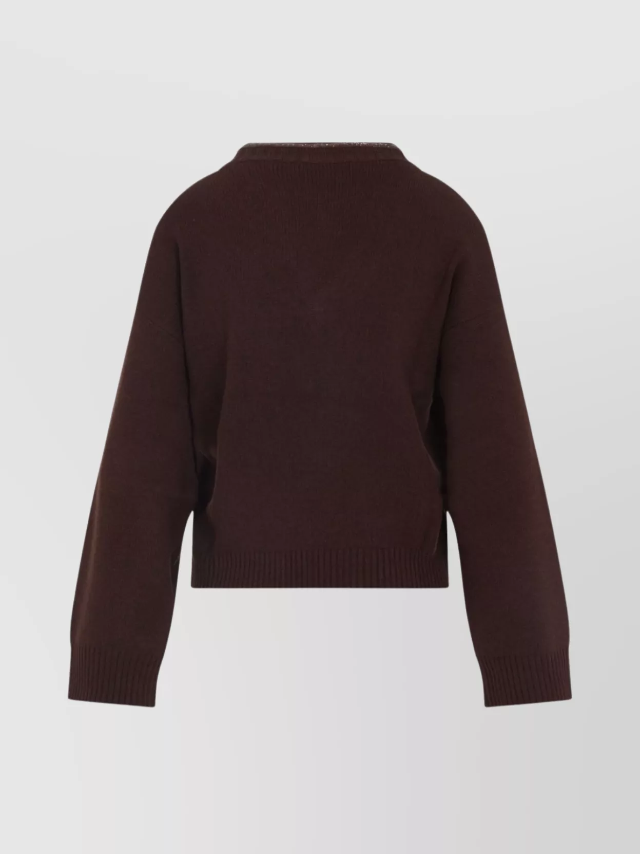 Fabiana Filippi Wool Silk Cashmere Blend V Neck Sweater In Brown