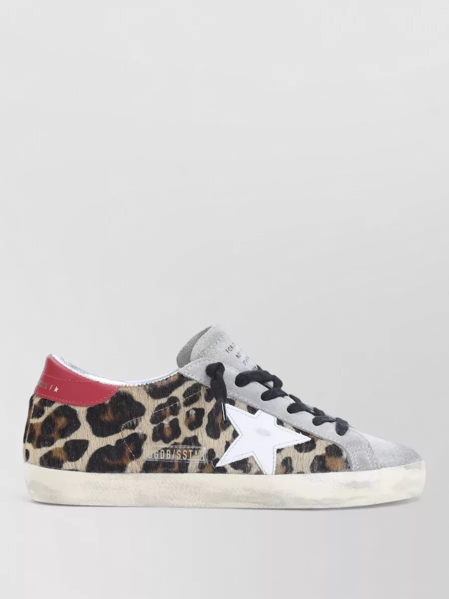 Golden Goose Superstar Sneakers Contrast Heel Leopard Star