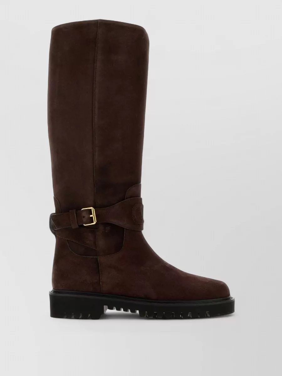 Valentino Garavani suede leather knee-high boots