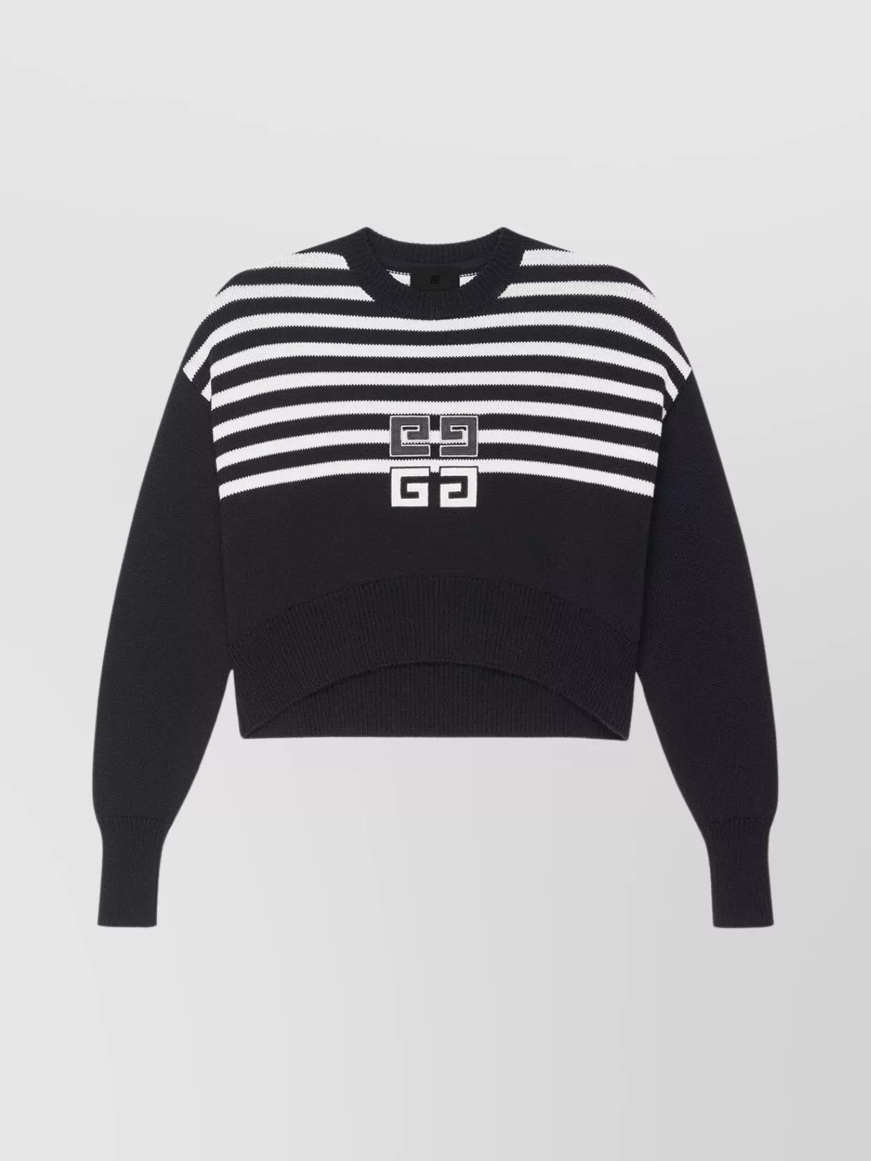 Shop Givenchy Cropped Striped Knit Sweater In Black