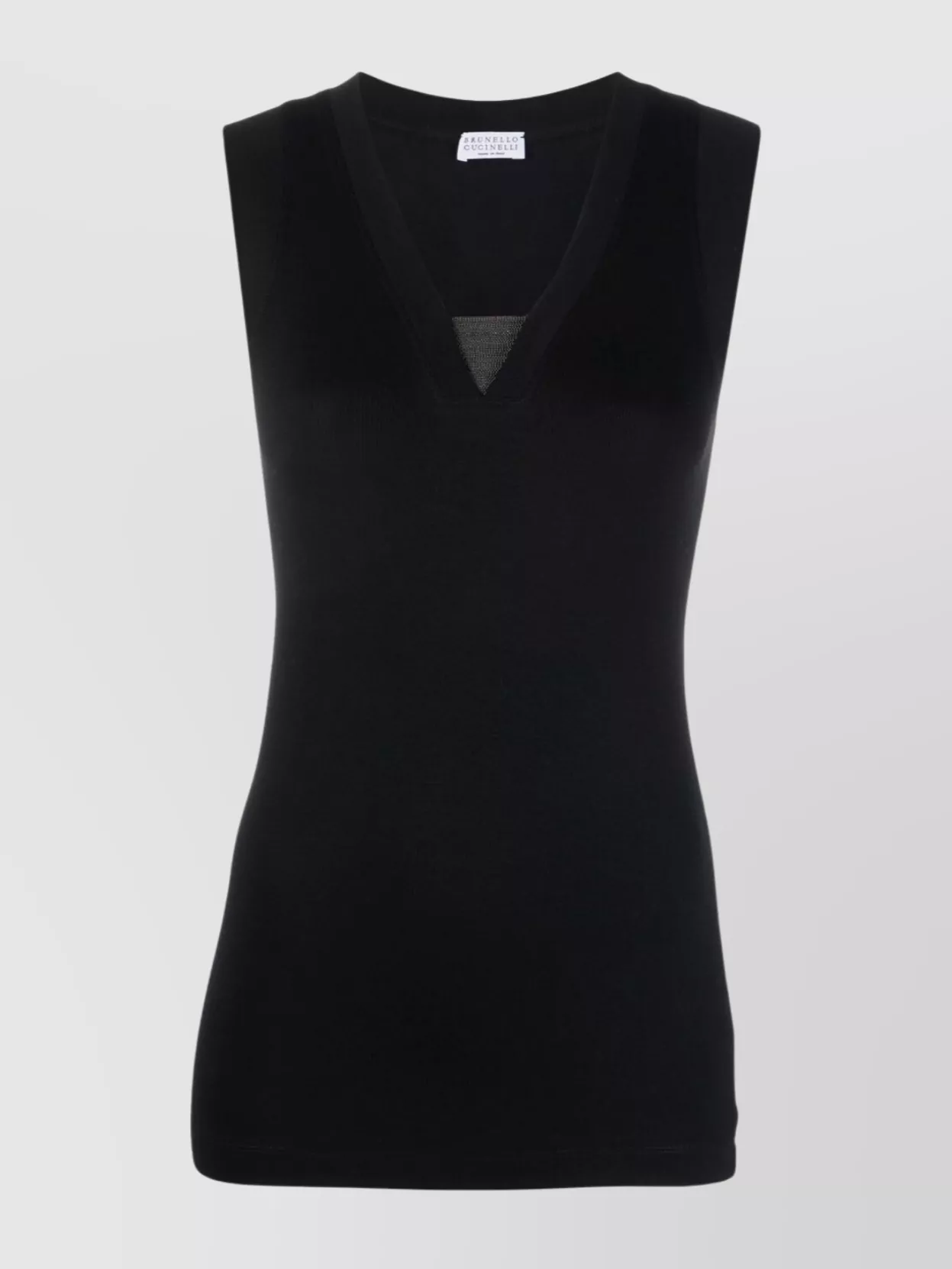 Brunello Cucinelli Cotton Blend Sleeveless V-neck Tank In Black