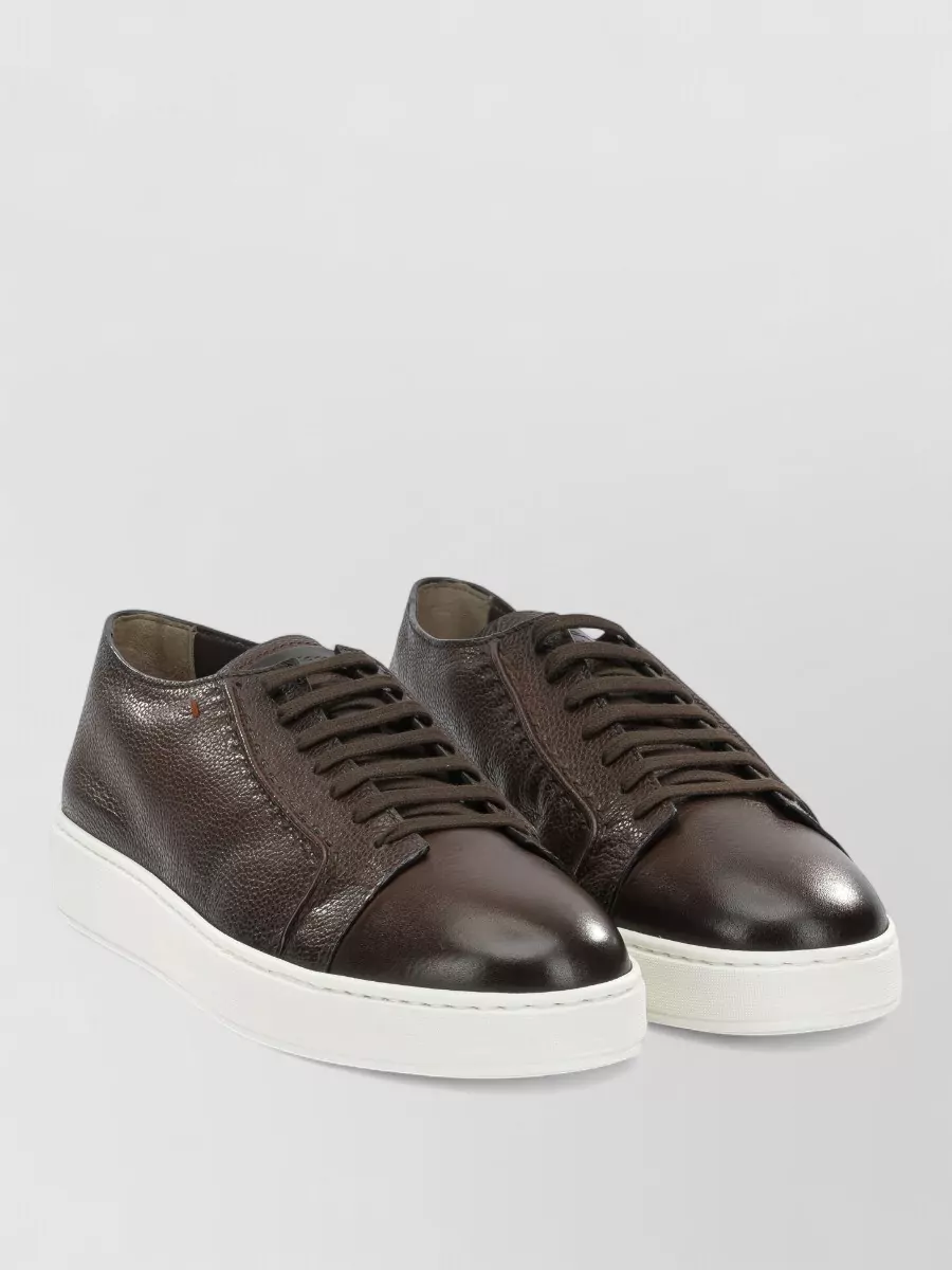 Santoni leather low-top lace-up sneakers