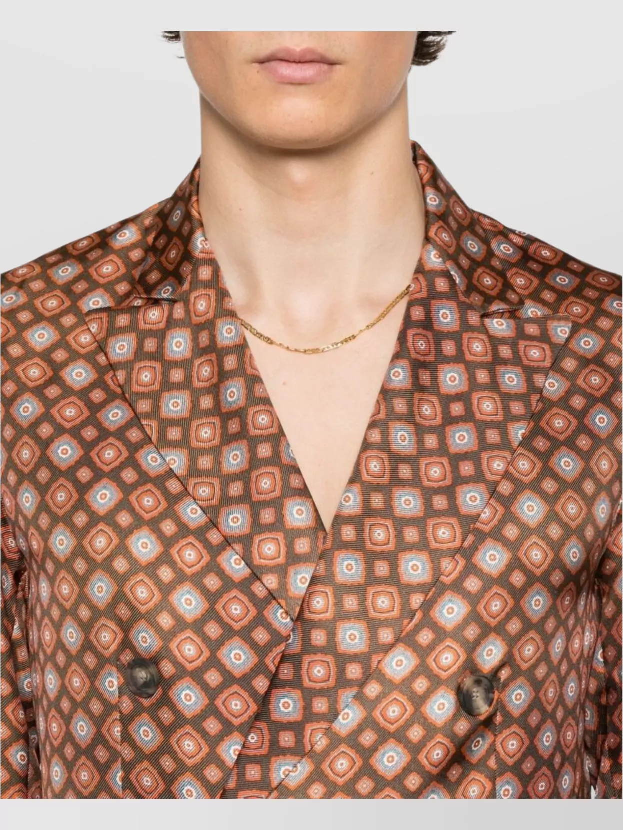 Pierre Louise Mascia Geometric Pattern Blazer Button Detailing In Orange