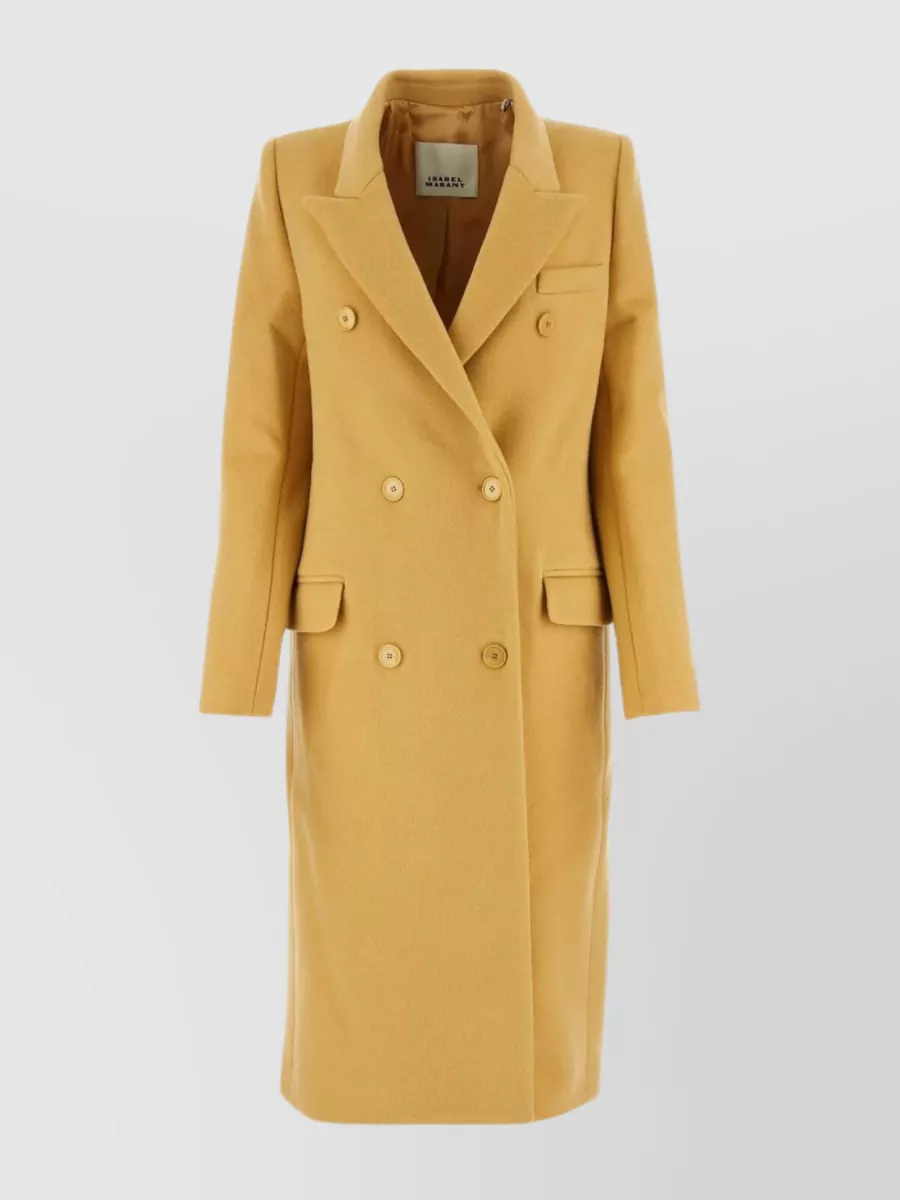 Shop Isabel Marant Enarryli Theodore Double-breasted Wool Blend Coat In Yellow