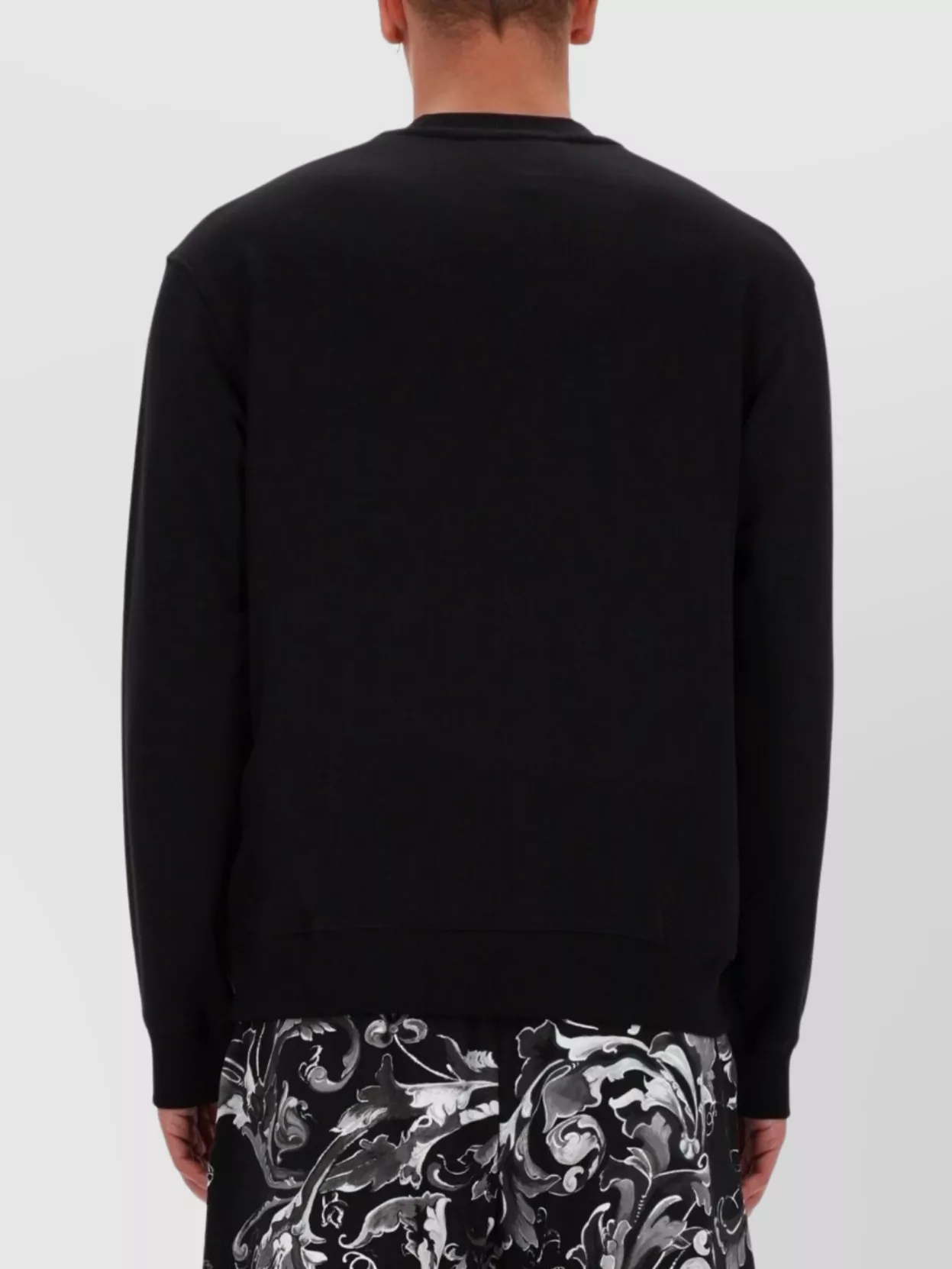 Versace Jeans Couture Ribbed Hem Long Sleeve Crew Neck Sweater