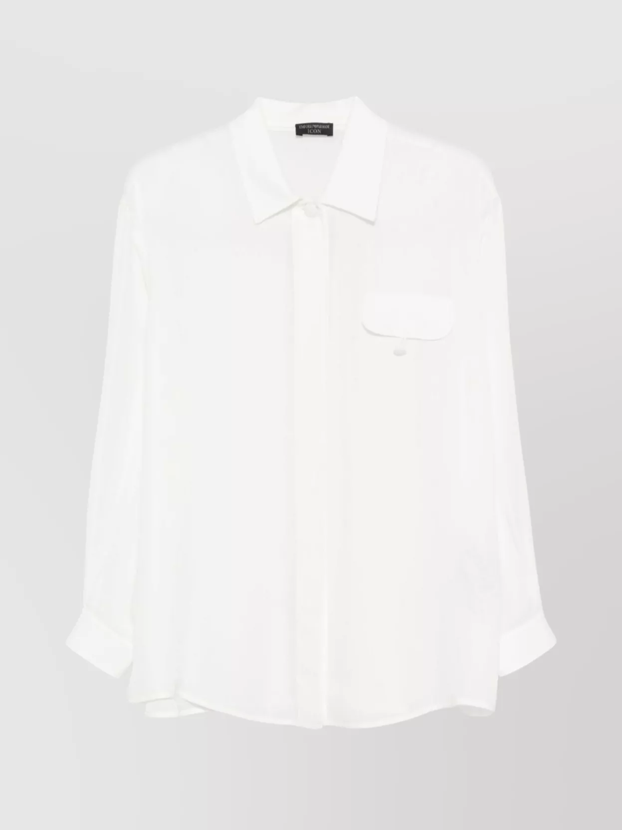 Emporio Armani Silk Shirt With Curved Hem And Drop Shoulder