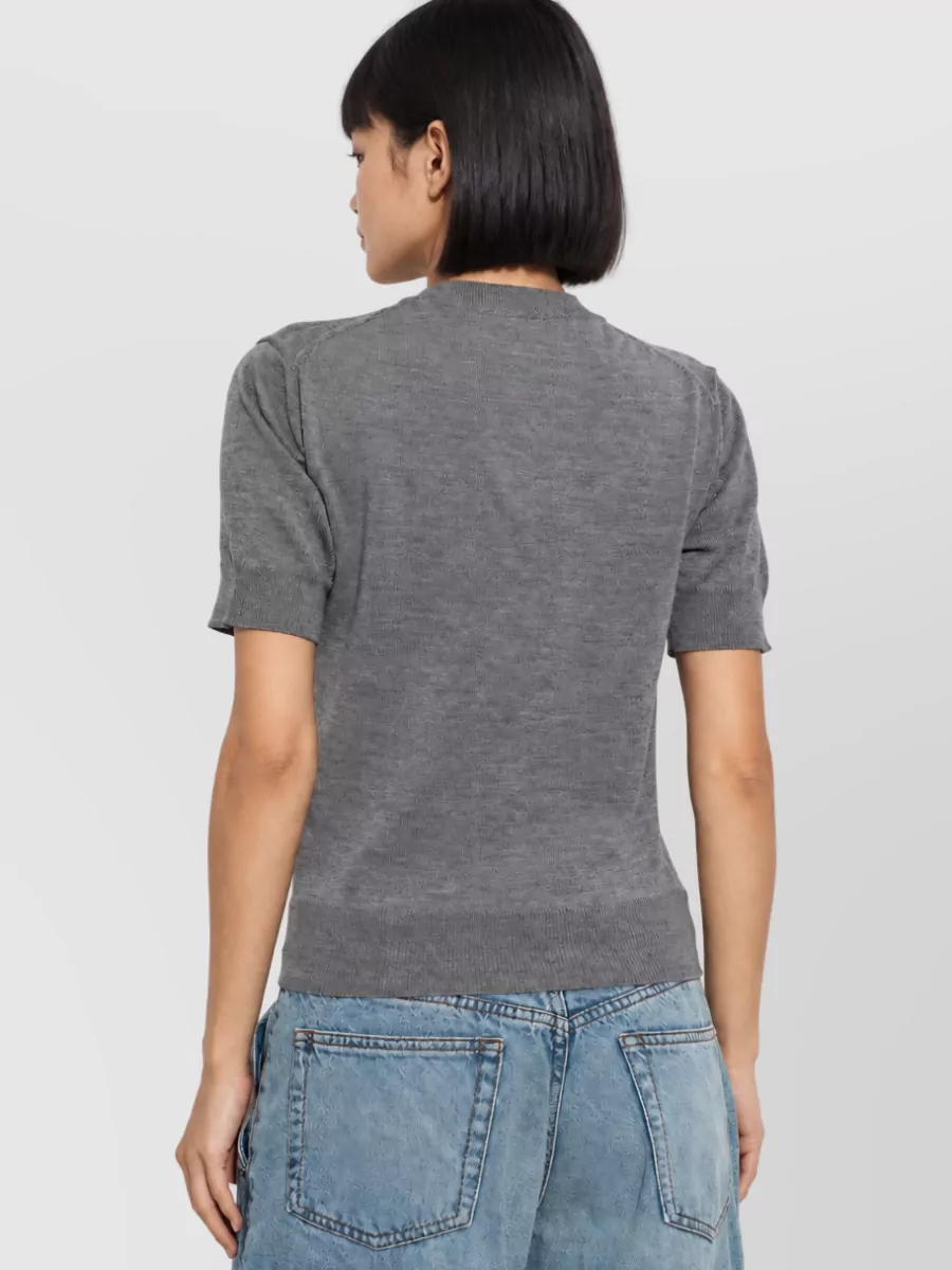 Ami Paris Short-Sleeve Wool Cardigan