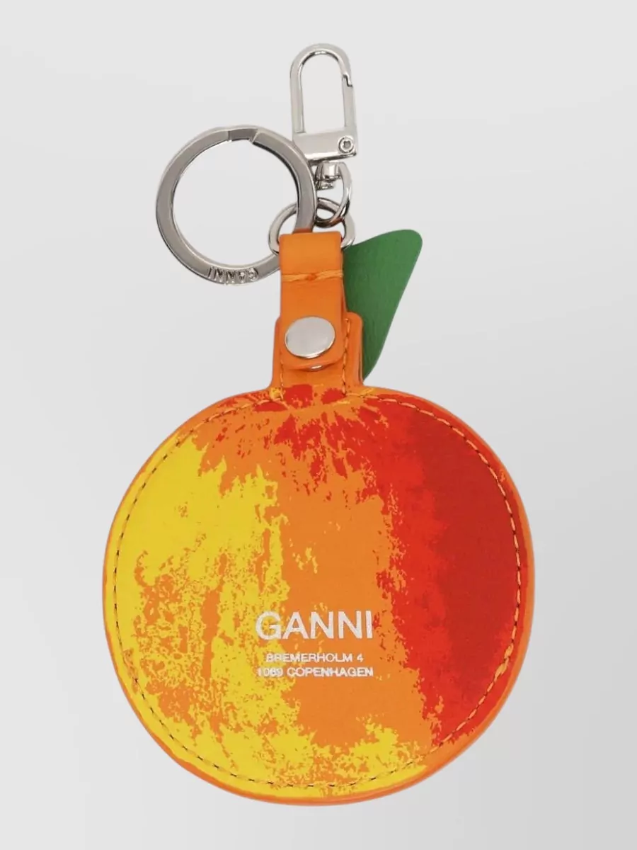 Ganni recycled leather apple keychain