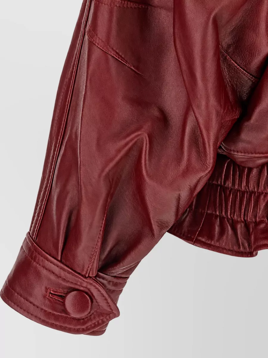 Isabel Marant Leather Shearling Effect Asymmetric Double Breasted Jacket