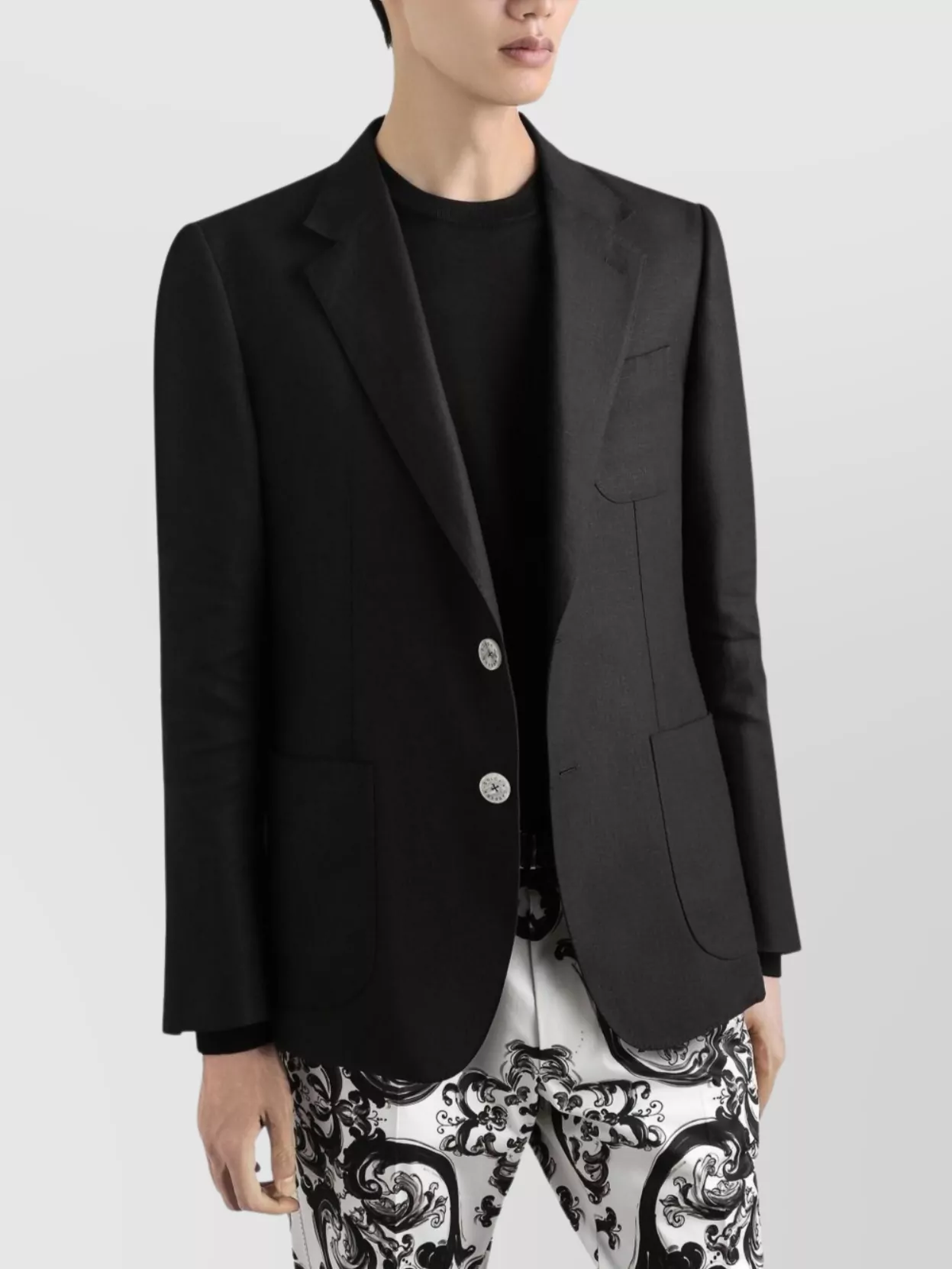 Dolce&Gabbana Linen Jacket Portofino Shape Rounded Lapels