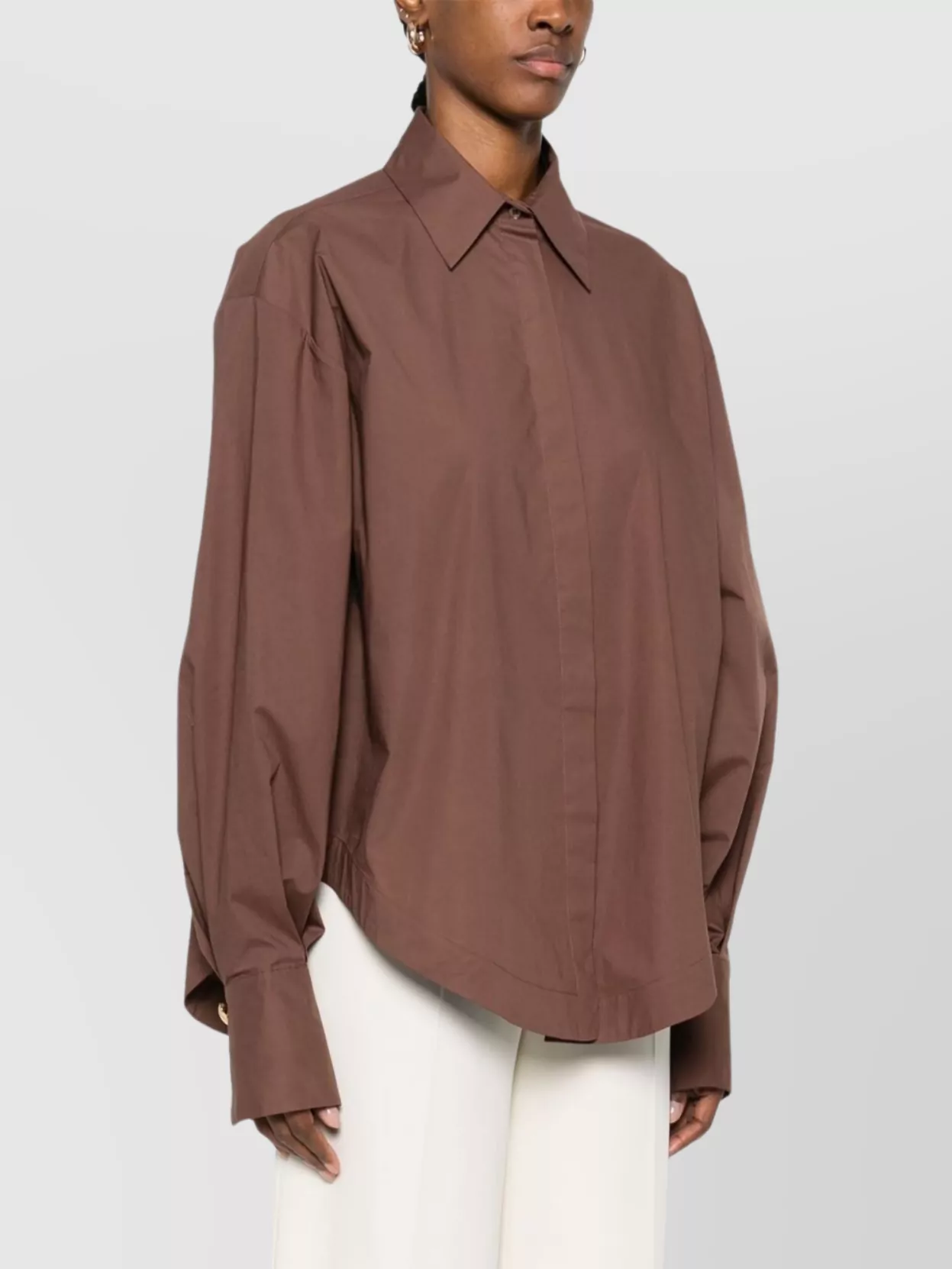 FEDERICA TOSI OVERSIZED CUFFS POPLIN SHIRT