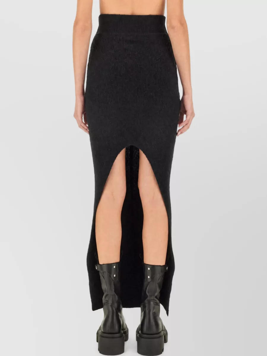 Rick Owens Alpaca Wool Knit Fitted Skirt