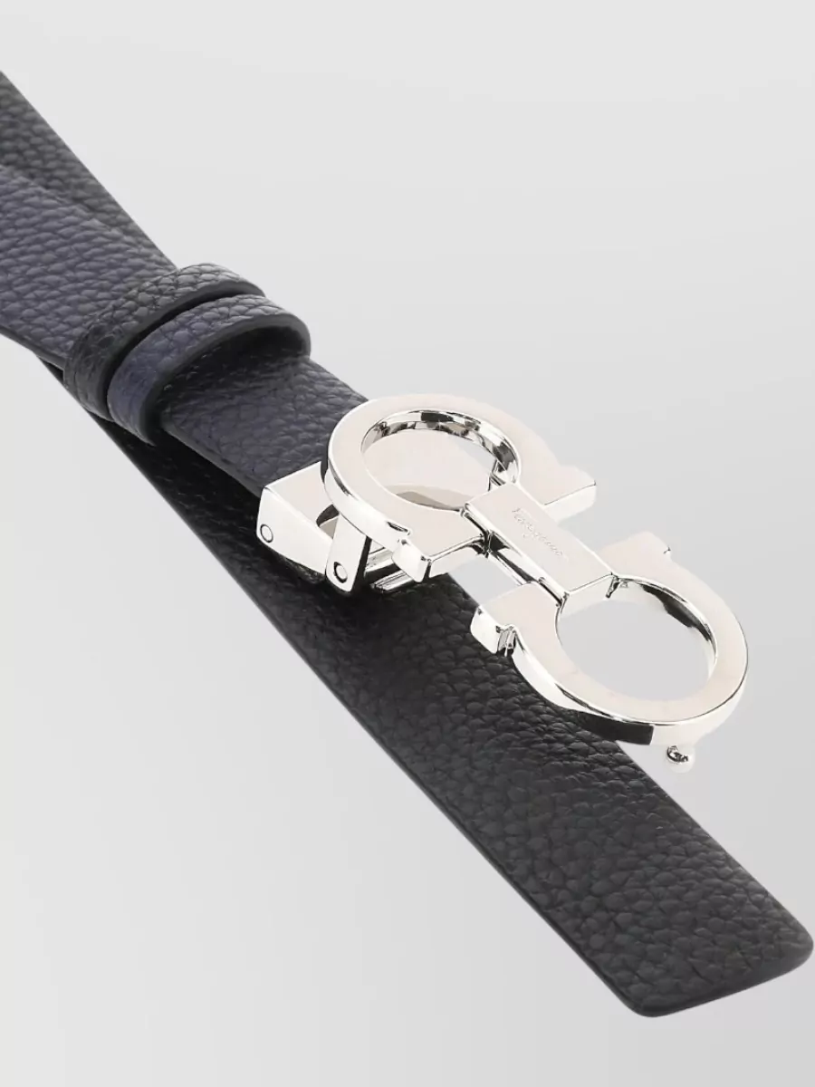 Ferragamo Leather Reversible Belt Metal Gancini Buckle