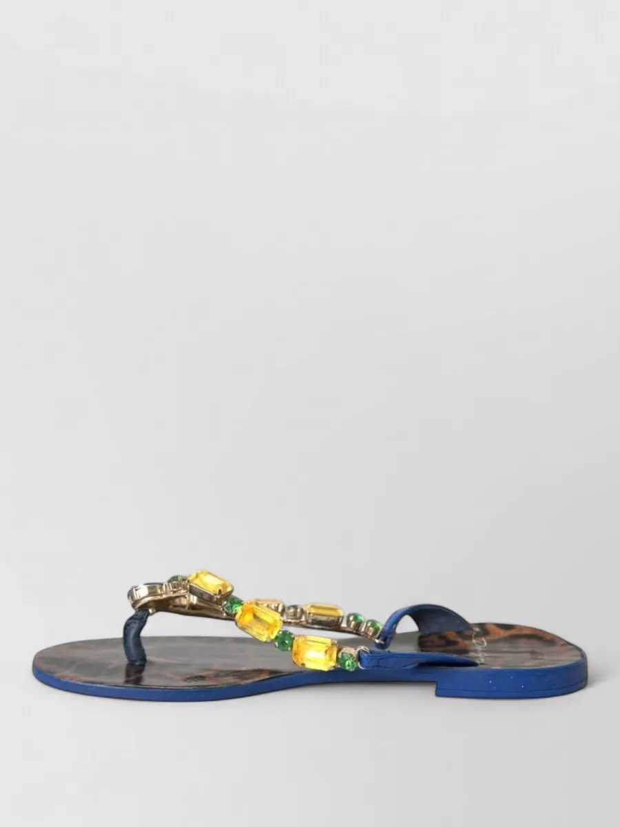 Dolce&Gabbana Embellished Leather Flat Sandals
