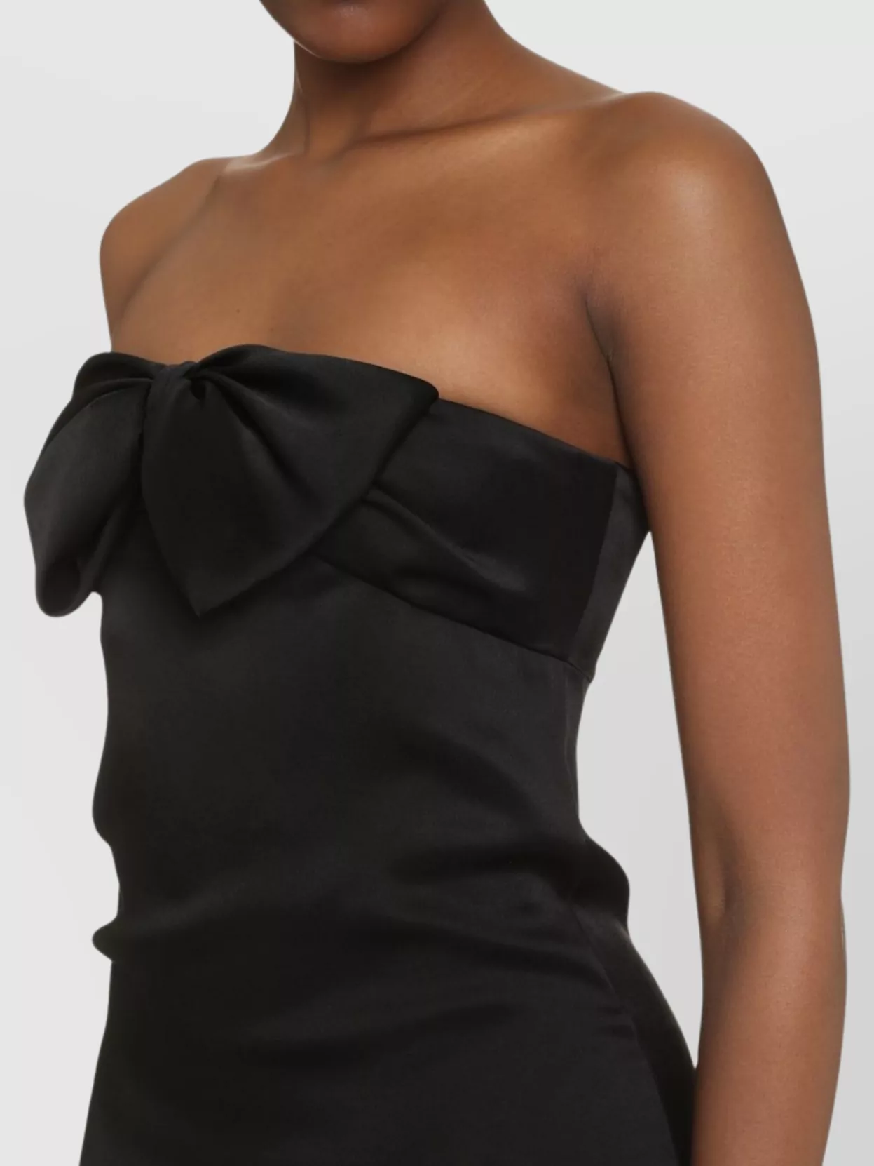 Saint Laurent Bow Detail Satin Strapless Dress