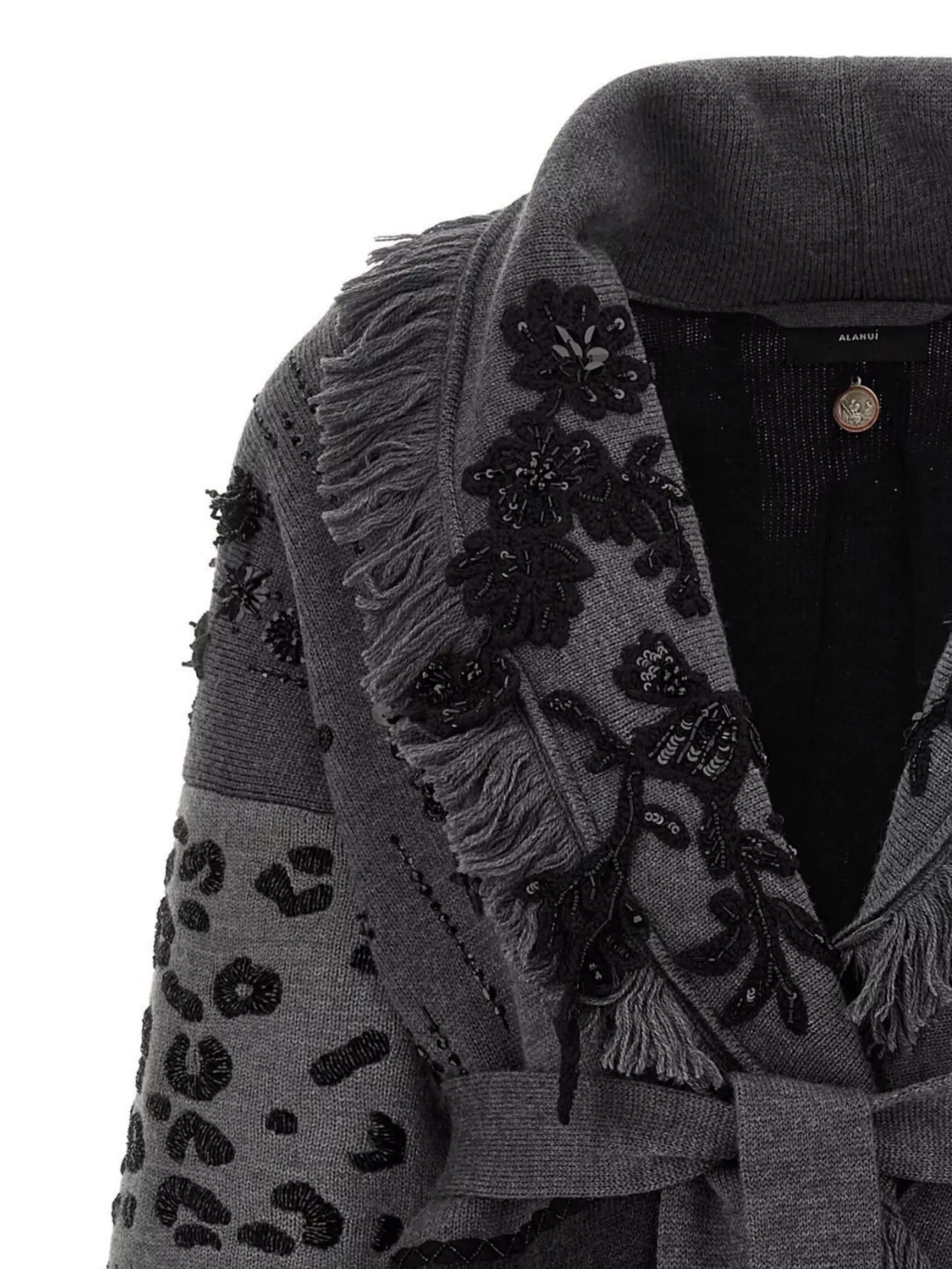 Alanui Cardigan With Animal Print And Fringe