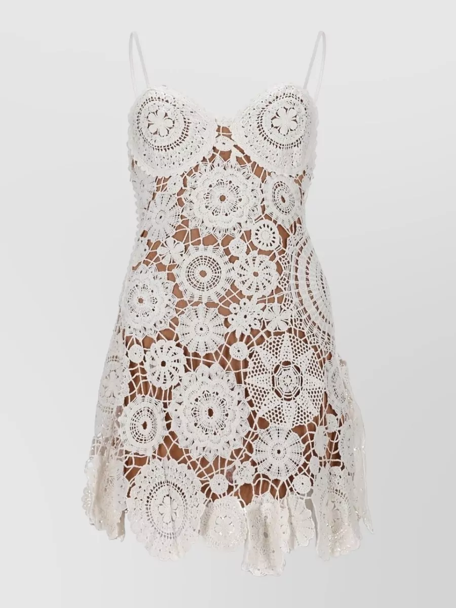 Self-Portrait Floral Crochet Mini Dress