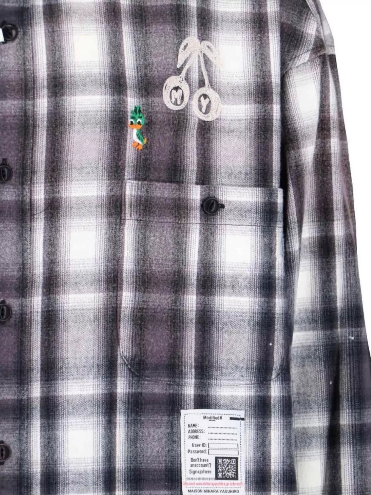 Maison Mihara Yasuhiro Long Sleeve Plaid Shirt Chest Pocket