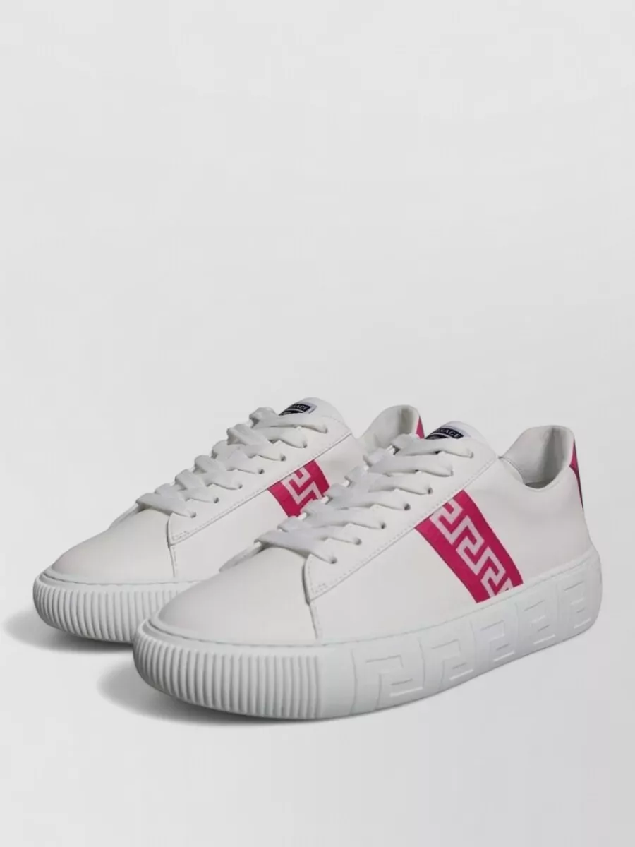 Versace Leather Greca Print Platform Low-Top Sneakers