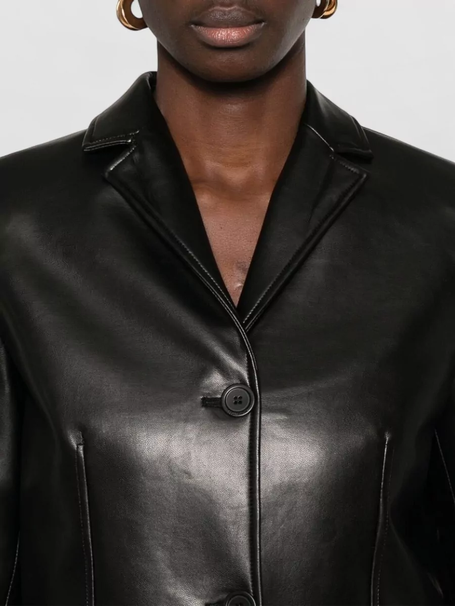 Semicouture Faux Leather Single-Breasted Jacket