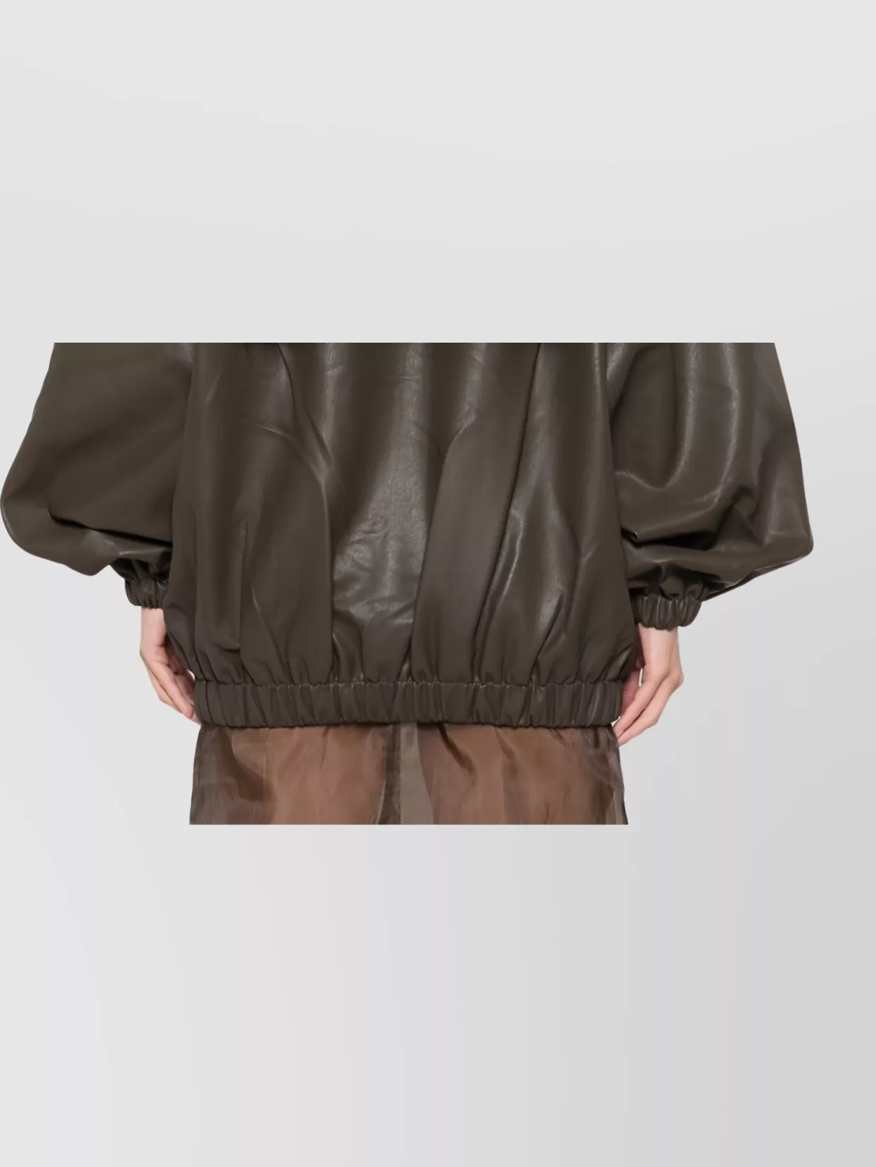 THE FRANKIE SHOP OVERSIZED FAUX LEATHER BOMBER JACKET WITH PUFF SLEEVES