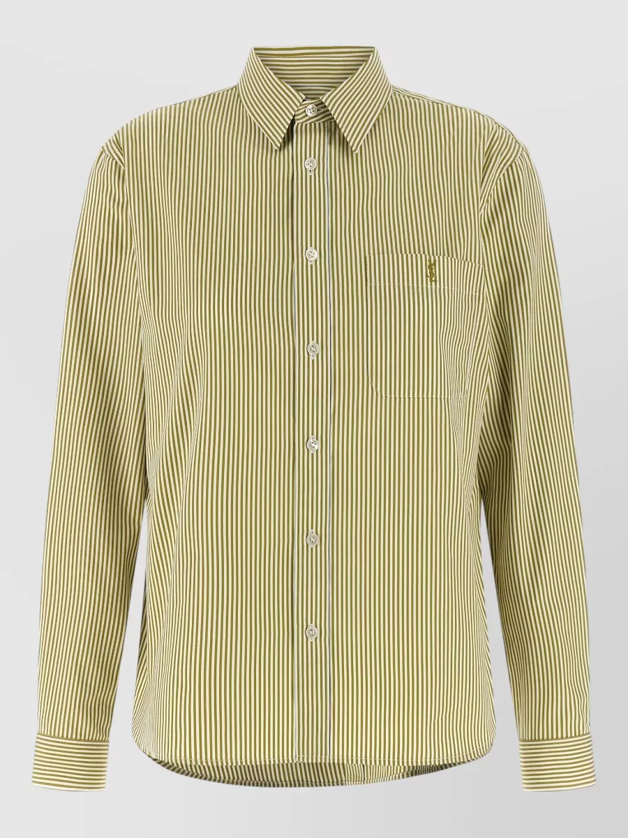 Saint Laurent striped cotton poplin long-sleeve shirt