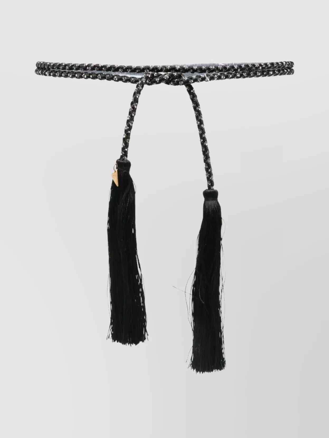 Forte Forte Braided Belt With Tassels And Metallic Accents In Black