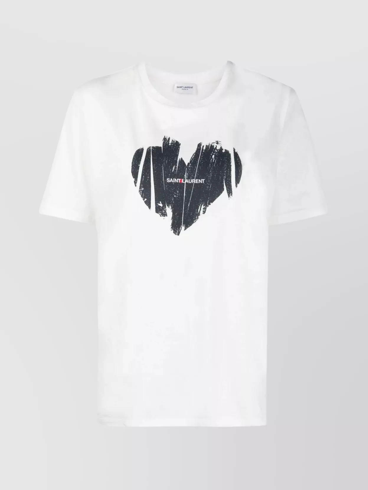 Shop Saint Laurent Heart Print Crew Neck T-shirt In White