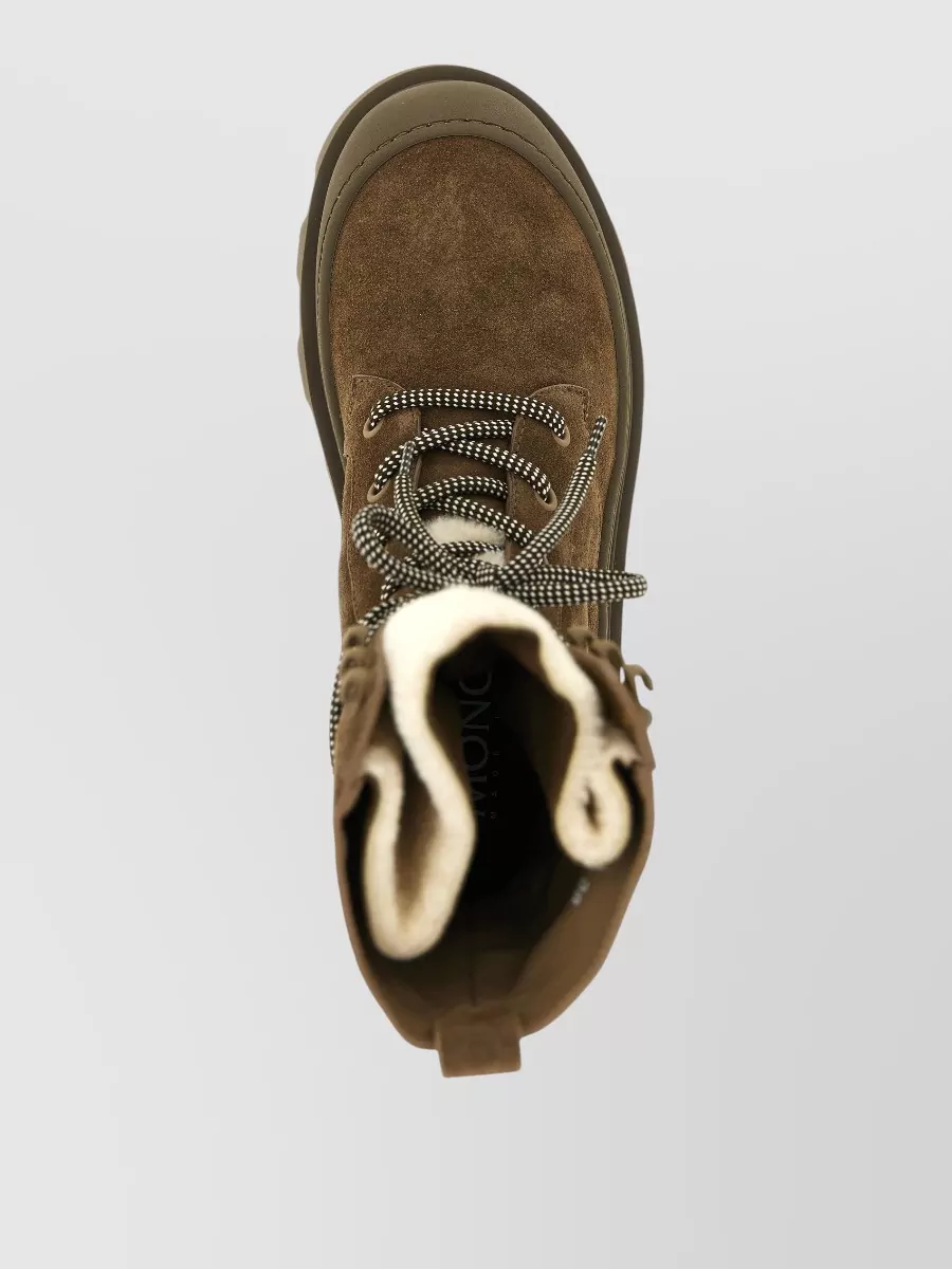 Moncler Leather Lace-Up Boots