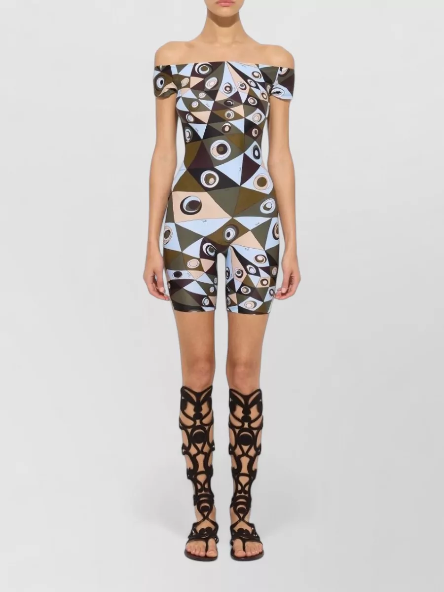 Pucci Printed Off-The-Shoulder Short Jumpsuit