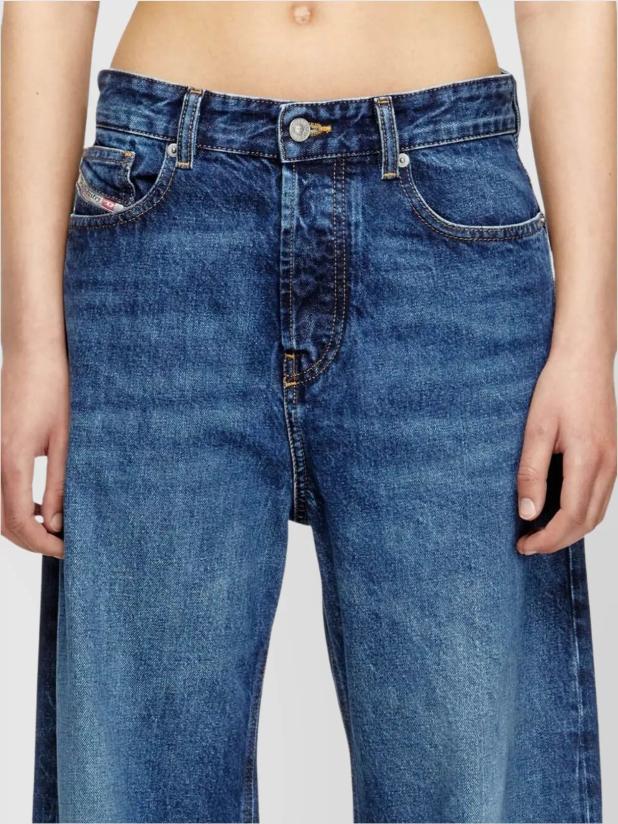 Diesel 'd-sire 1996' Blue Jeans With Wide Leg And Logo Patch On The Rear