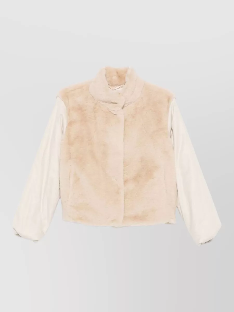 Herno faux fur high neck short coat