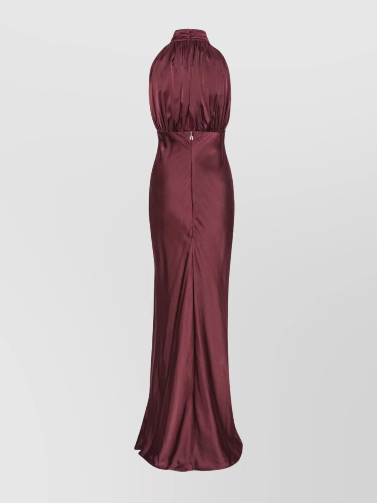 Rotate Silk Sleeveless Gathered Halterneck Maxi Gown