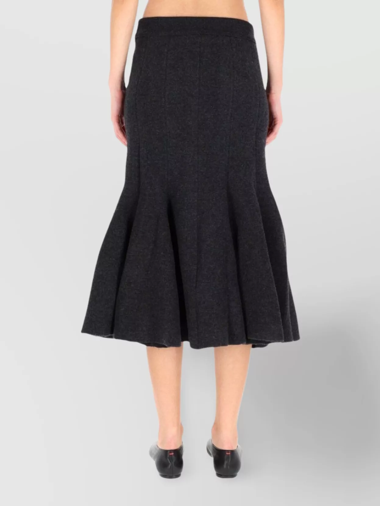 Bottega Veneta High Waist Flared Hem Textured Skirt In Black