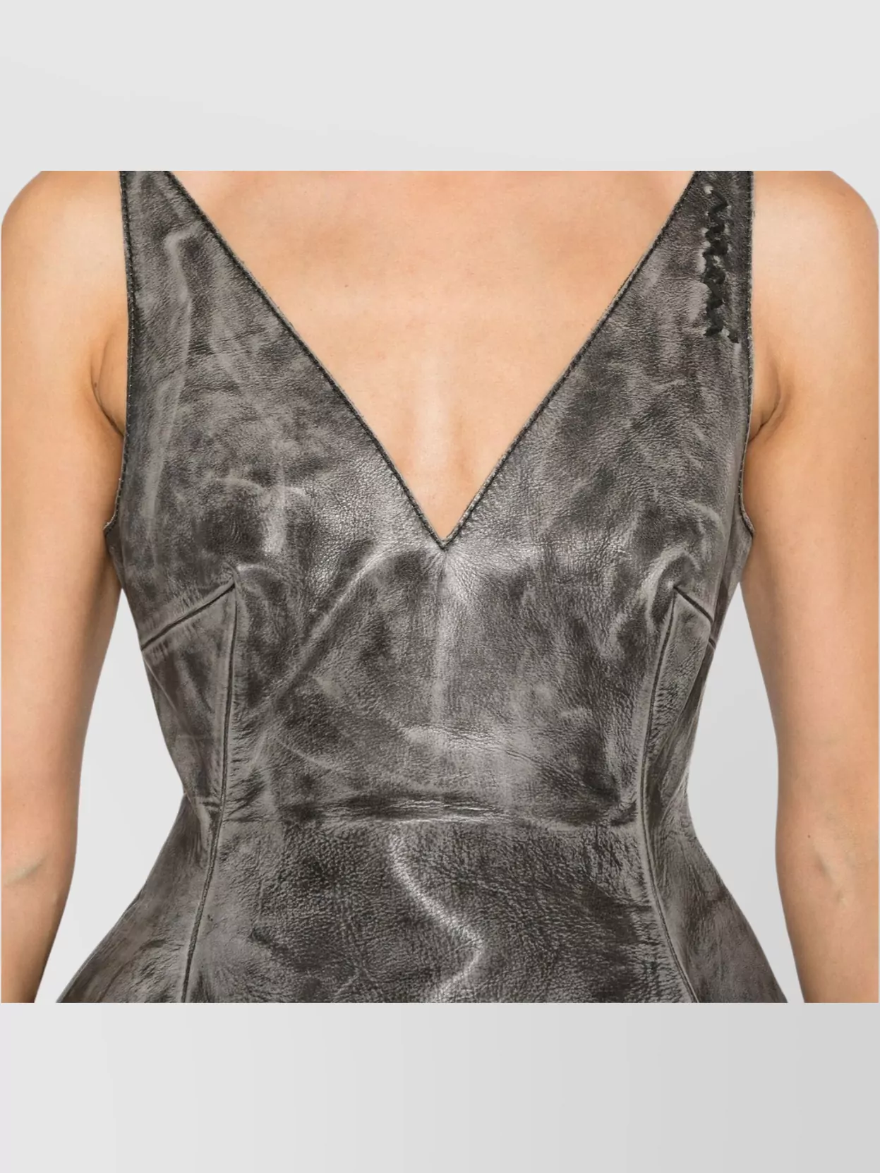 Marni Washed Leather Mini Flared Dress